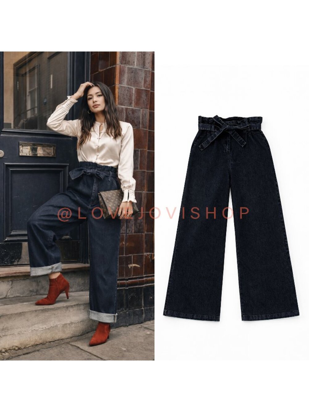 Jeans | Paperbag Wide Leg | Poleci Dark Wash | 32" Tall Inseam | Anthropologie 8